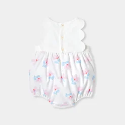 Barboteuse bébé fille en piqué de coton - blanc/multicolore