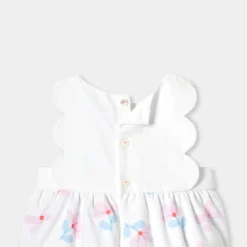 Barboteuse bébé fille en piqué de coton - blanc/multicolore