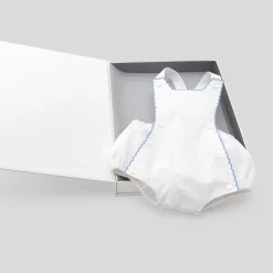 Barboteuse bébé fille Mon premier Jacadi - blanc/bleu