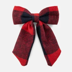 Barrette enfant fille nœud en flanelle - marine/rouge