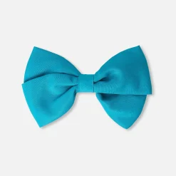 Barrette enfant fille nœud en taffetas - bleu turquoise