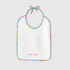 Bavoir bébé fille en tissu Liberty - blanc/multicolore