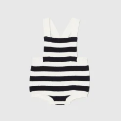 Bloomer bébé garçon en tricot - blanc casse/marine