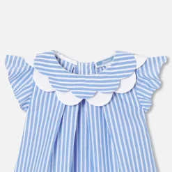 Blouse bébé fille en popeline - blanc/bleu