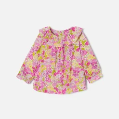 Blouse bébé fille en Tissu Liberty - blanc/multicolore