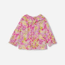 Blouse bébé fille en Tissu Liberty - blanc/multicolore