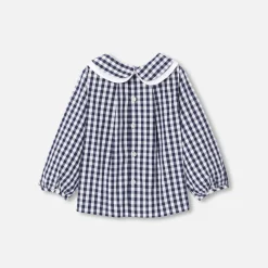 Blouse bébé fille en vichy - bleu/blanc