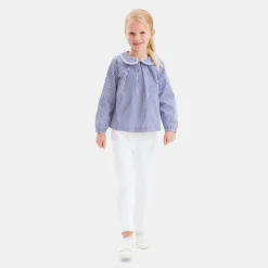 Blouse en popeline enfant fille - blanc/bleu