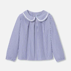 Blouse en popeline enfant fille - blanc/bleu