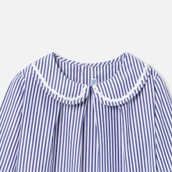 Blouse en popeline enfant fille - blanc/bleu