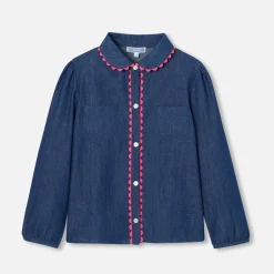Blouse enfant fille en jean - bleu denim