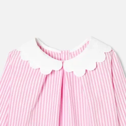Blouse enfant fille en popeline rayée - blanc/rose