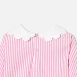 Blouse enfant fille en popeline rayée - blanc/rose