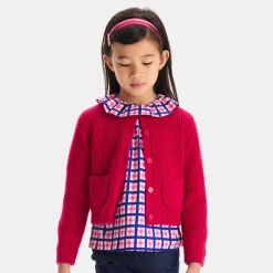 Blouse enfant fille en vichy - blanc/multicolore
