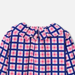 Blouse enfant fille en vichy - blanc/multicolore