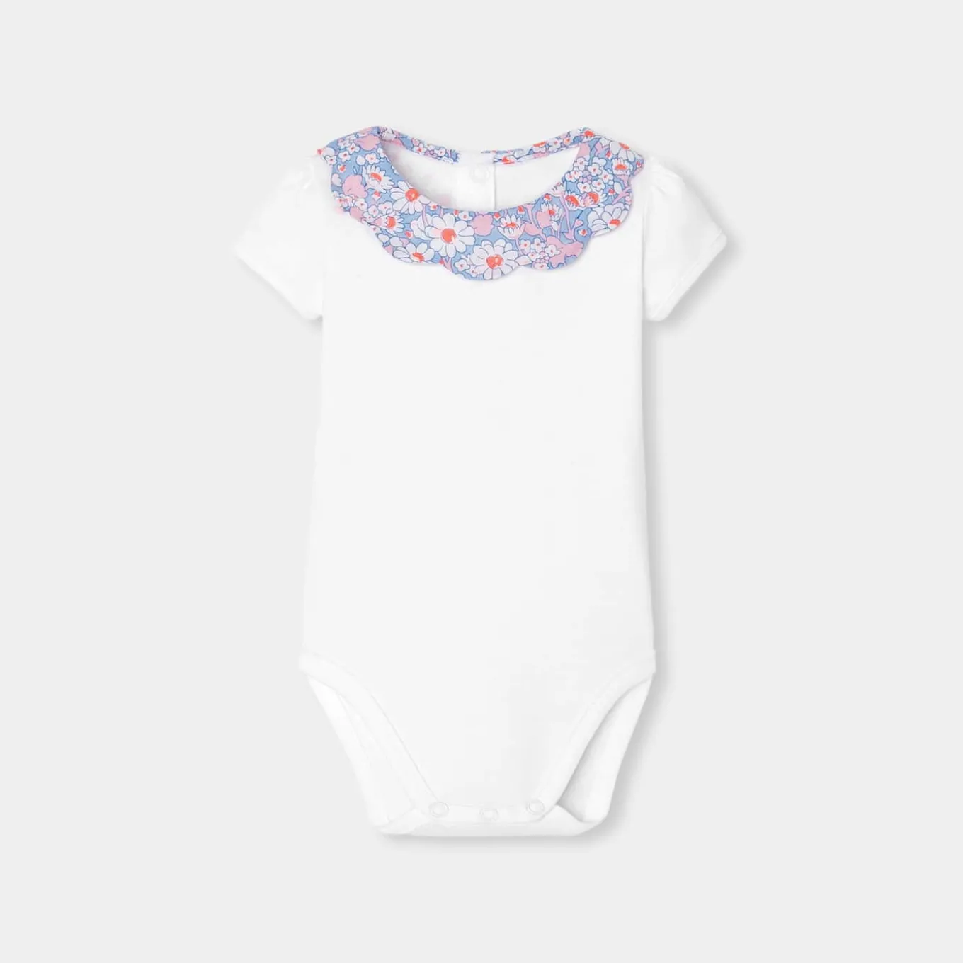 Body bébé fille à col en tissu Liberty - blanc jacadi