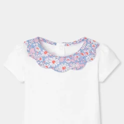 Body bébé fille à col en tissu Liberty - blanc jacadi