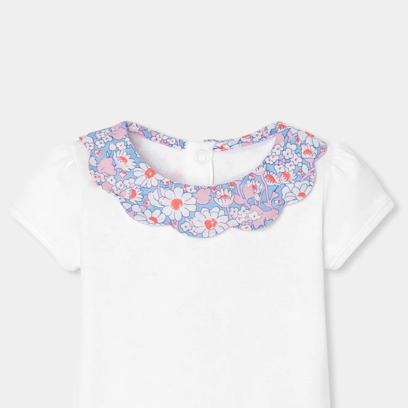 Body bébé fille à col en tissu Liberty - blanc jacadi