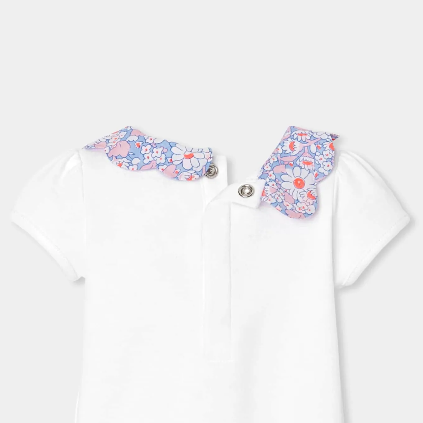 Body bébé fille à col en tissu Liberty - blanc jacadi