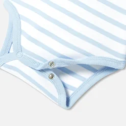 Body bébé garçon manches longues - ciel/blanc