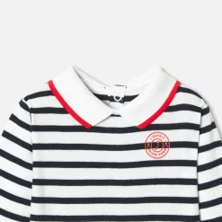 Body bébé garçon manches longues - blanc/marine