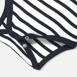 Body bébé garçon manches longues - blanc/marine