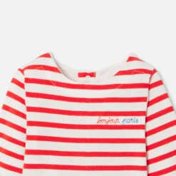 Body manches longues bébé - blanc/rouge