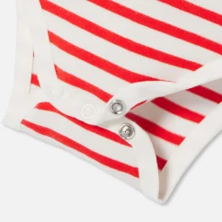 Body manches longues bébé - blanc/rouge