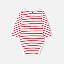 Body manches longues bébé garçon - rouge/blanc