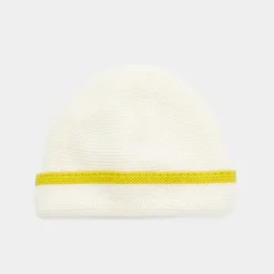 Bonnet bébé fille doublé en micropolaire - blanc/jaune