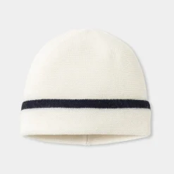 Bonnet de naissance bébé garçon - blanc/marine