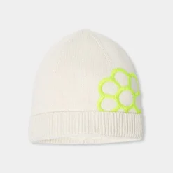 Bonnet enfant fille - blanc doux/multicolore