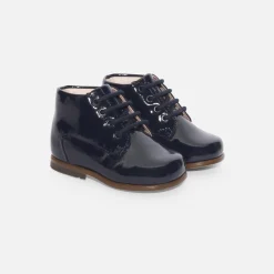 Bottillons bébé fille en cuir verni - marine jacadi