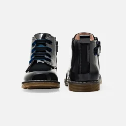 Bottillons bébé fille en cuir lisse - marine jacadi