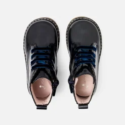 Bottillons bébé fille en cuir lisse - marine jacadi