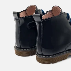 Bottillons bébé fille en cuir lisse - marine jacadi