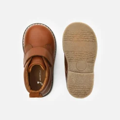 Bottillons bébé garçon en cuir lisse - naturel