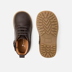 Bottillons bébé garçon en cuir - marron