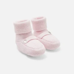 Bottons bébé fille en tricot - rose pale jacadi