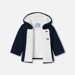 Burnous bébé en laine Mérinos - marine clair