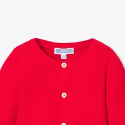 Cardigan bébé en coton - rouge tomate