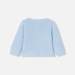 Cardigan bébé en point mousse - bleu pale