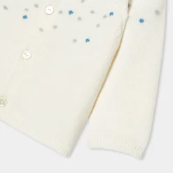 Cardigan bébé en tricot - blanc doux/multicolore