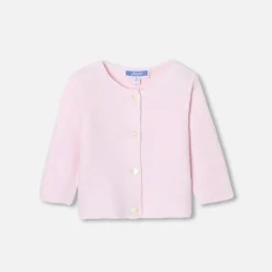 Cardigan bébé fille en point mousse - rose pale jacadi