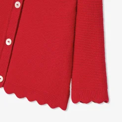 Cardigan bébé fille en point mousse - rouge tomate