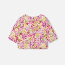 Cardigan bébé fille en Tissu Liberty - rose/multicolore