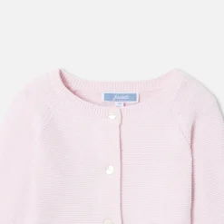 Cardigan bébé fille laine et coton - rose pale jacadi