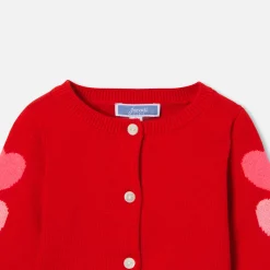 Cardigan bébé fille petits cœurs - rouge/multicolore