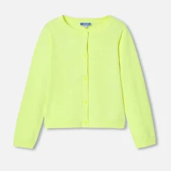 Cardigan court enfant fille - jaune fluo