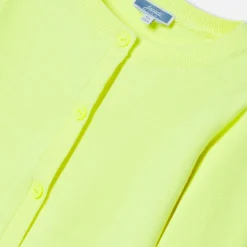 Cardigan court enfant fille - jaune fluo